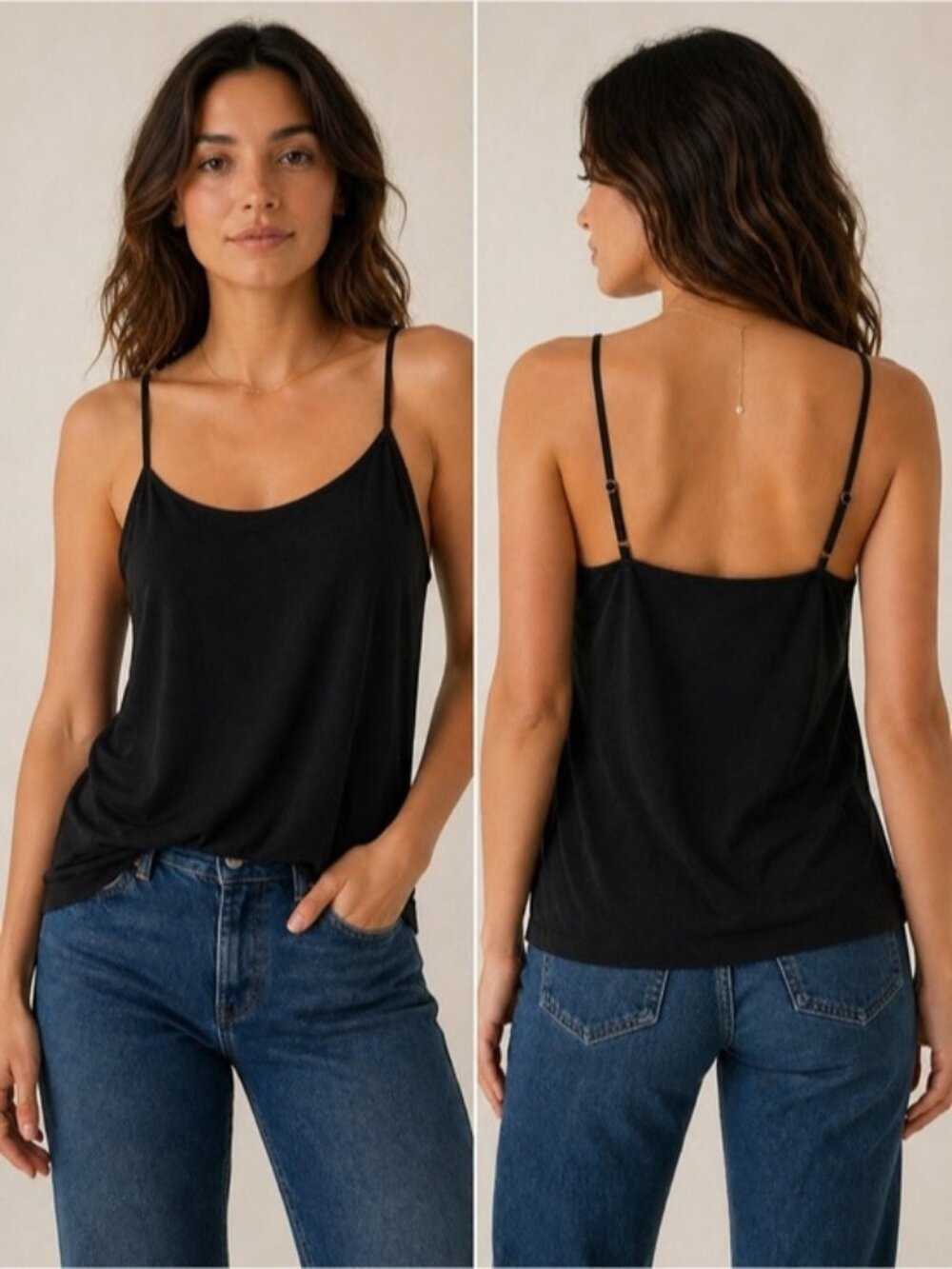 Kit and Ace Black Silk Camisole Tank Top Size 8